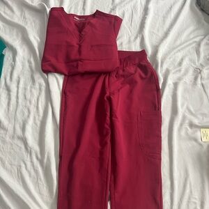 Women's Burgundy Scrub Set